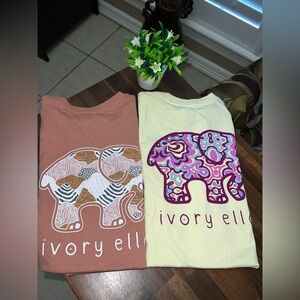 Ivory Ella Elephant T-Shirt Women Short Sleeve Crew Neck, NWOT SPring Summer